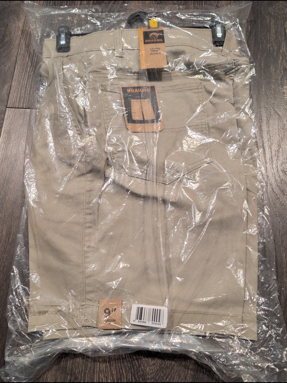 NEW Brahma Men's Canvas Shorts Stone Wash Relaxed Fit 9" Inseam Size 36